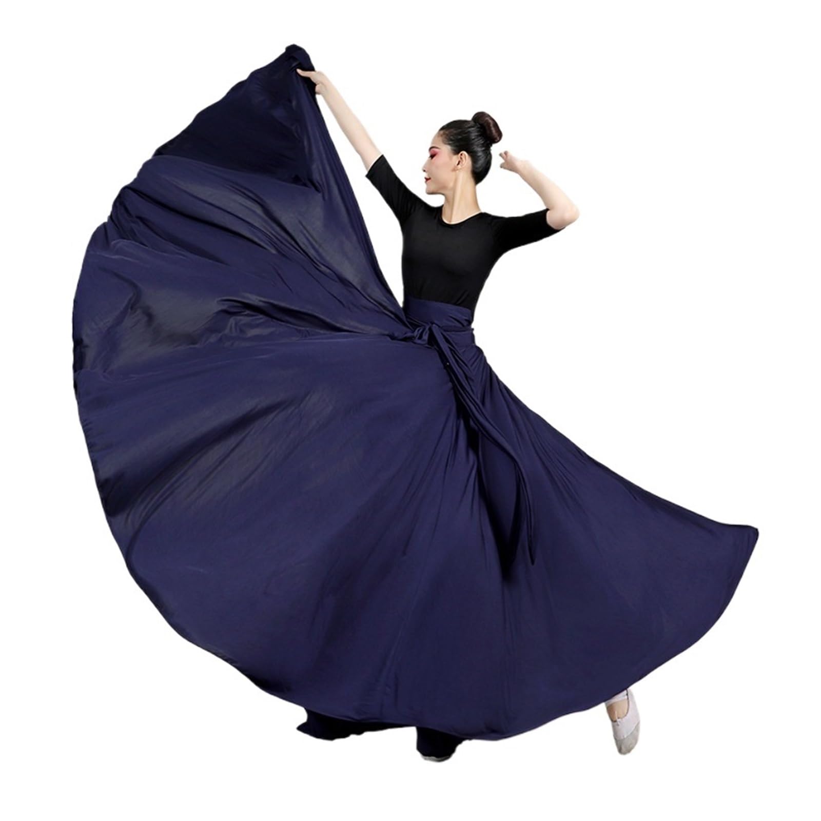 Falda for Mujer Falda de Baile español Vestido Largo for Danza del Vientre Falda de Gran Vuelo Falda de Rendimiento de Color Degradado(Blue,720Degree 90cm)