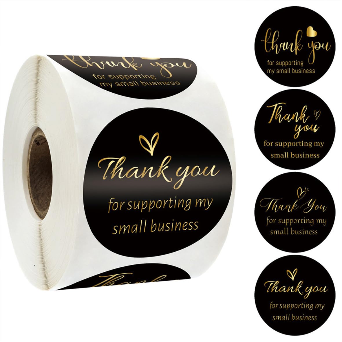 500Pcs 1.5inch Thank You Stickers Black Hot Stamping Thank You for Your Order Sealing Stickers Decoration,Thank You for Your Purchase Sticker Label