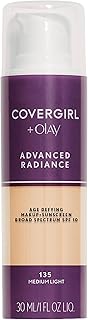 COVERGIRL Base de maquiagem Advanced Radiance Age Defying Medium Light, 30 ml (a embalagem pode variar)