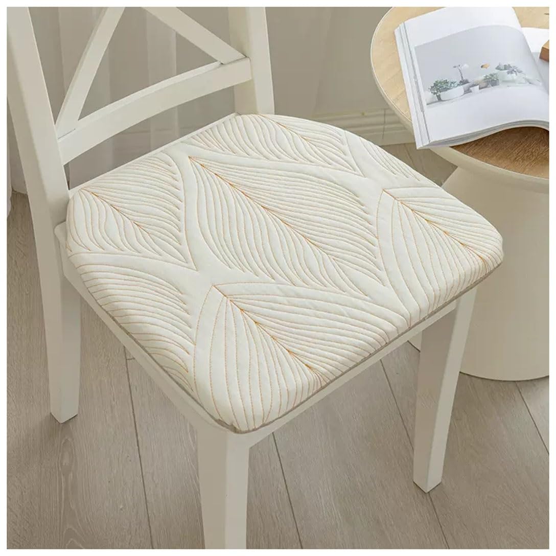 EORNOW Pure Cotton Dining Chair Cushions, Set Of 1/2/4 U-shaped Dining Chair Pads, Dining Room Seat Cushion With Ties With Zipper Cover (Color : White, Size : 40 * 43cm(Set Of 2))
