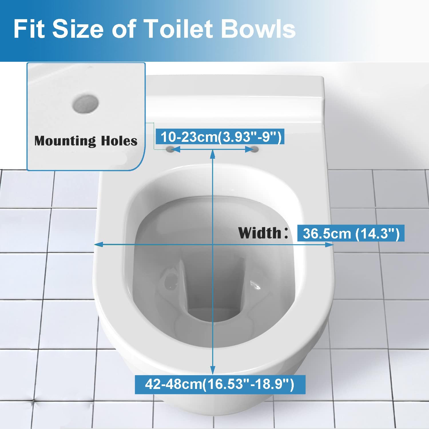 Sedile WC Soft Close bianco, Sedile WC Soft Close a forma di D, Fissaggio superiore, Sedile WC facile da pulire, Materiali UF robusti, 365 * 450mm