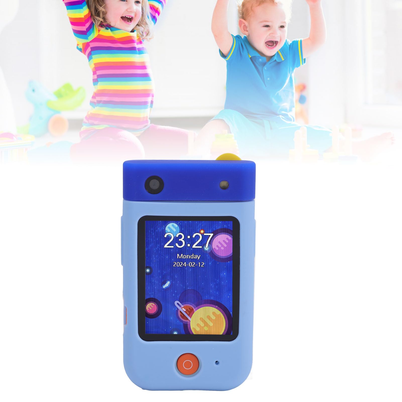 Smartphone per Bambini Giocattolo, 1080p ABS Toddler Gioca a Multifinection Telefine da 2,8 Pollici Touch Flip Camera per la Casa (Cat Blue)