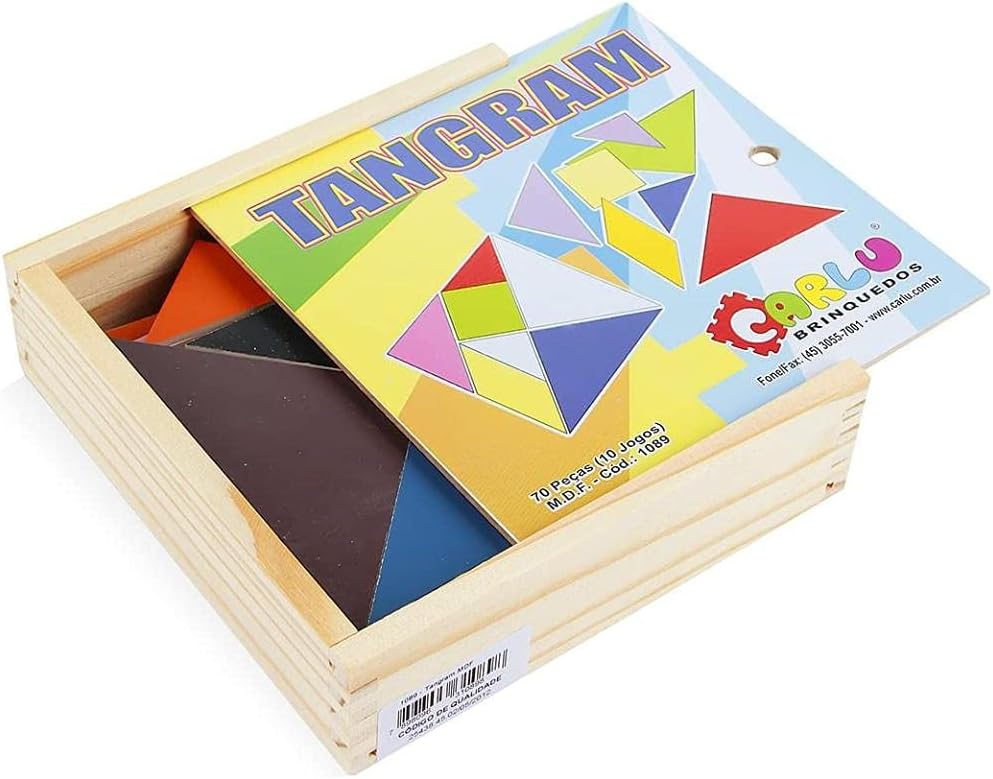 Carlu Brinquedos - Tangram Jogo Educativo, 4+ Anos, 70 Peças, Multicolorido, 1089 1