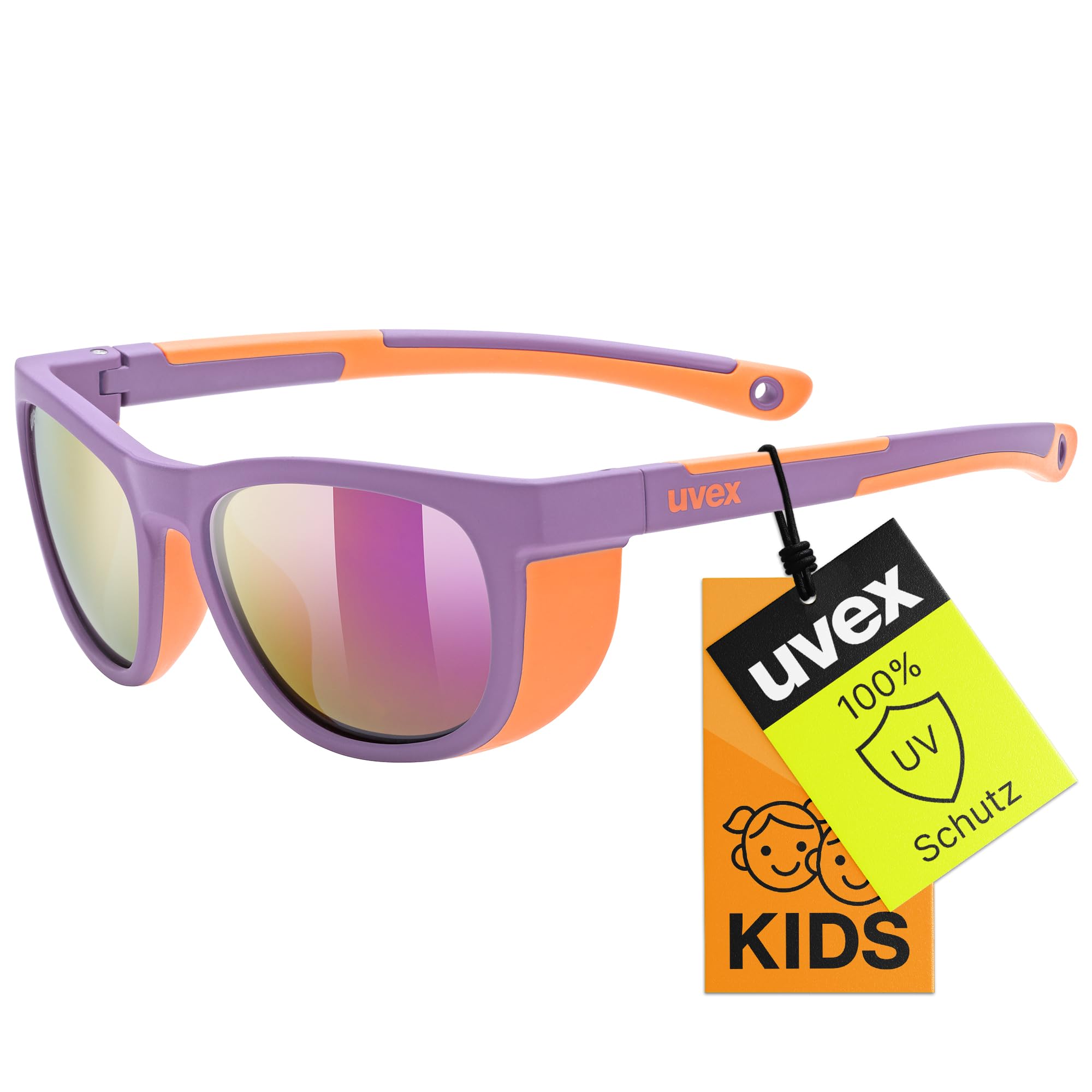 Uvex Kinder Sonnenbrille Sportstyle 513 – 100% UV Schutz – Lila/Orange(5-8 Jahre)