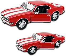 Miniatura de carro Camaro Z 28 1967, carrinho de coleção, carrinho de ferro, abertura de portas, com Fricção, 13 CM, Escala 1:37, Kinsmart (Vermelho)