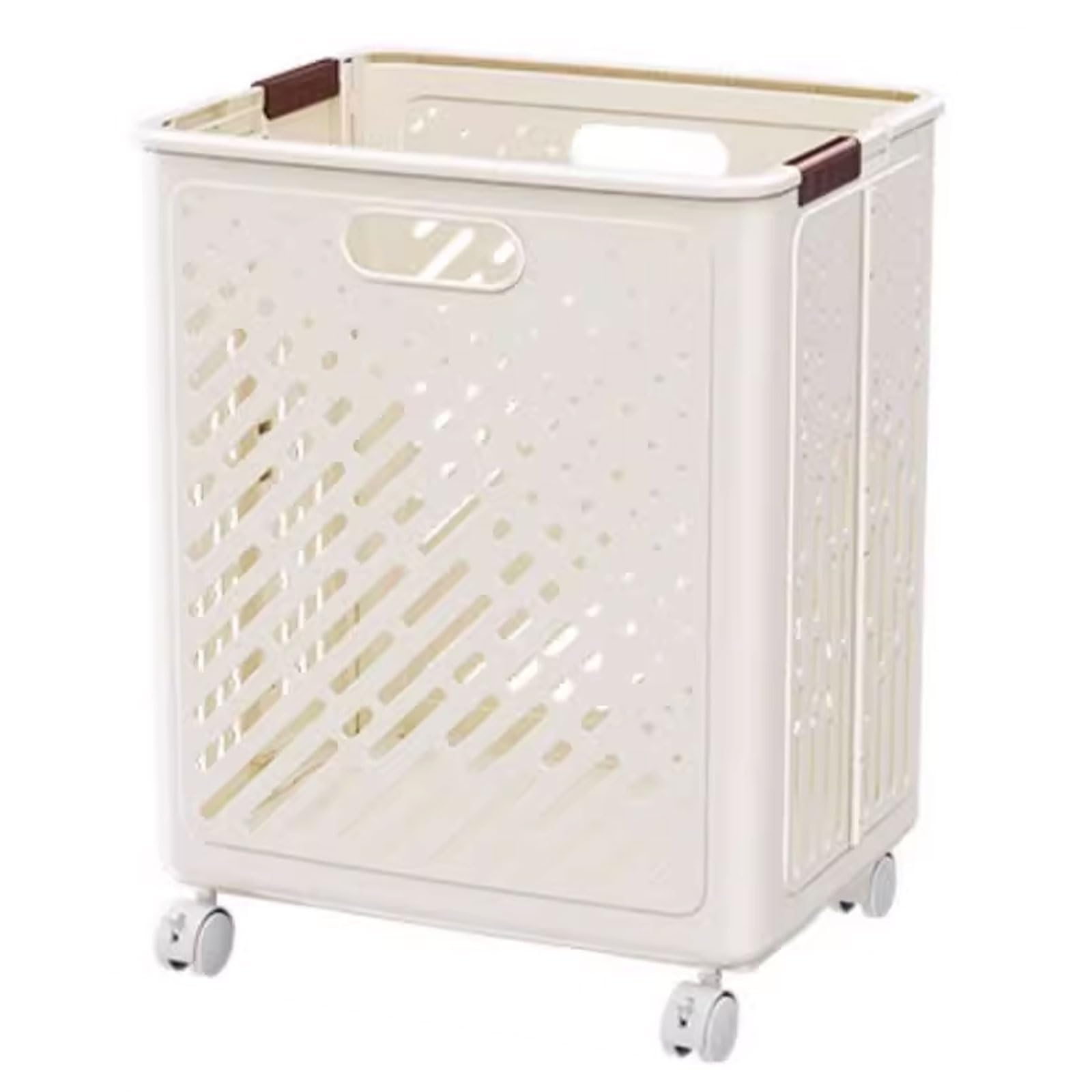 Portabiancheria Salvaspazio Plastica Materiale PP Design Traspirante Porta Biancheria con Ruote Girevoli, Quadrato Portabiancheria Pieghevole(White,38 * 30 * 50CM)