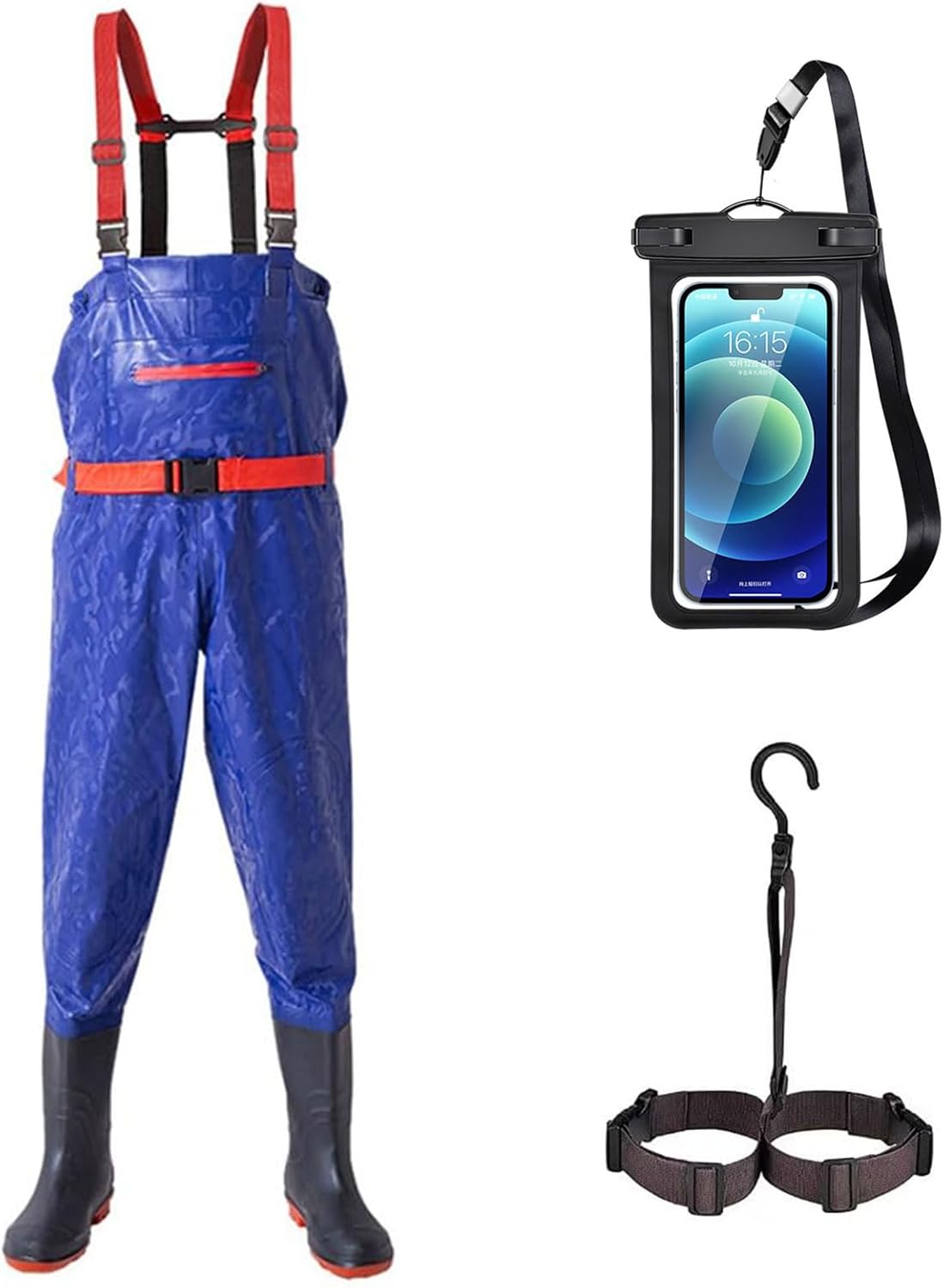 Men’s Fishing Chest Waders,Breathable Lightweight Waist Adjust Waders, Chest Waders with Boots Waterproof for Hunting Work