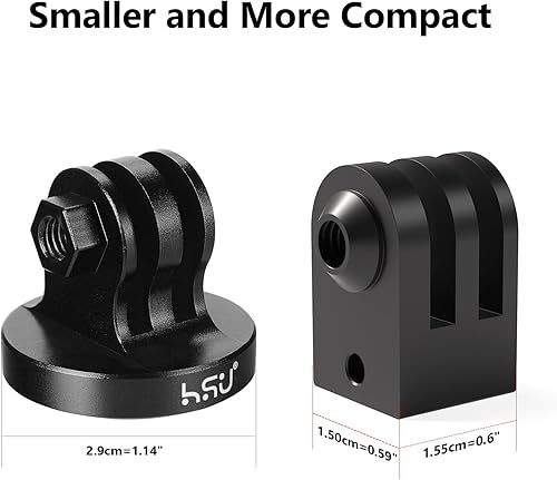 Miniatura 3 de HSU Adaptador de montaje de trípode GoPro de aleación de aluminio para GoPro Hero 13/12/11/10/9/8/7/6, Mini 1/4-20 Monopod de metal para AKASO