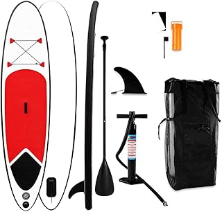 LANGWEI Inflatable Stand Up Paddle Board - Paddle Board Bags with Premium SUP Accessories Contains Yoga Paddle Board, Adjustable Paddle, Pump, Bottom Fin for Paddling