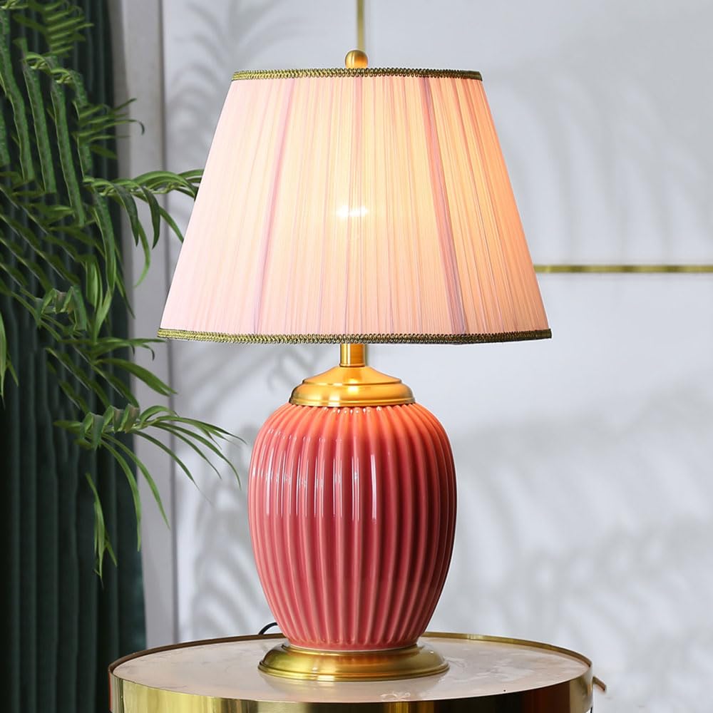 asdchZen 18/21/24" Modern Contemporary Ceramic Lamp For Living Room Desk Decor Lamps For Bedroom Farmhouse Bedside Nightstand End Table Lamps,-D-35 * 54Cm,D-30 * 46CM