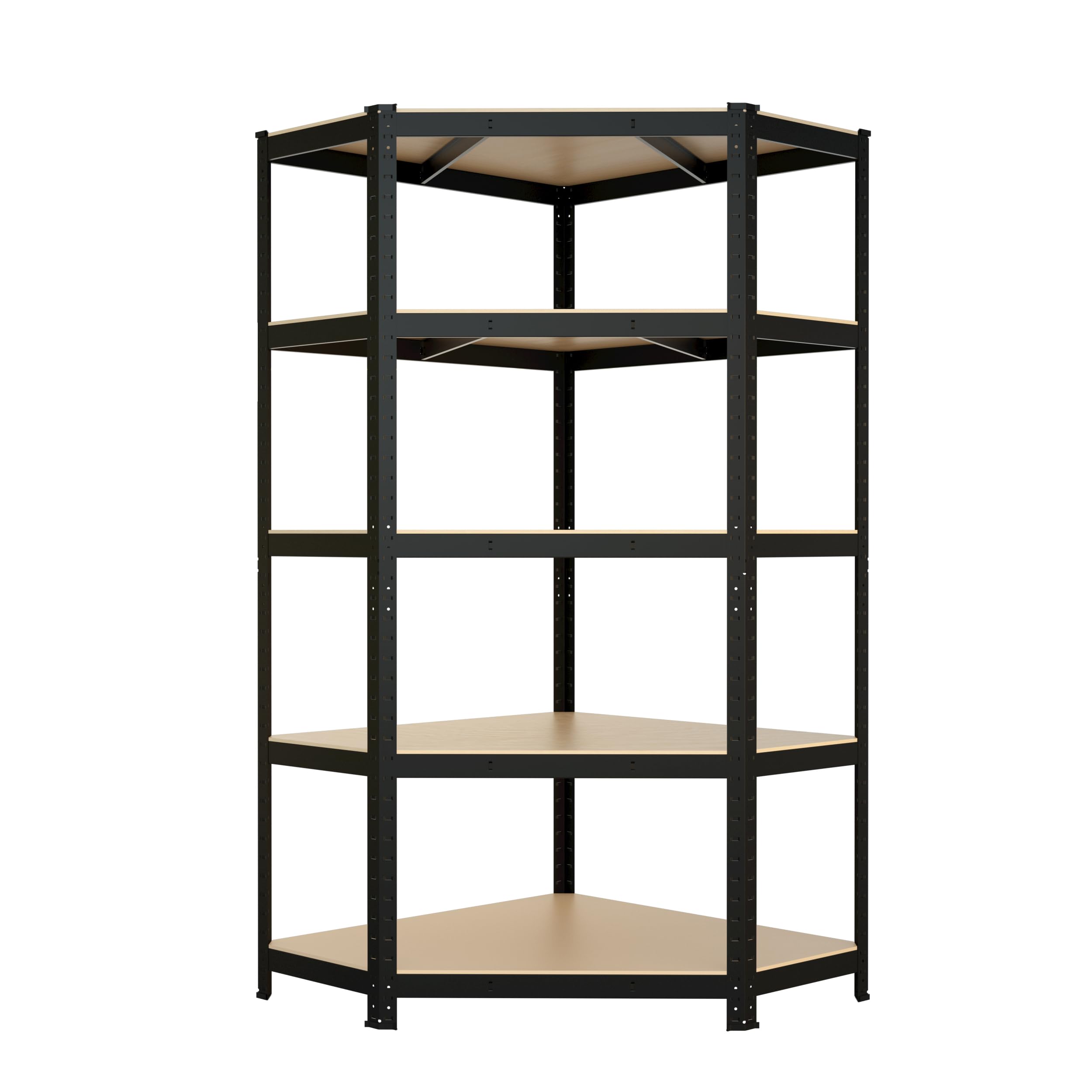 Floordirekt Eckregal | Schwerlastregal | Traglast von bis zu 875 kg | Steckregal | Werkstattregal | In 2 Farben erhältlich (Schwarz#, 180 x 90 x 42 x 60 cm)