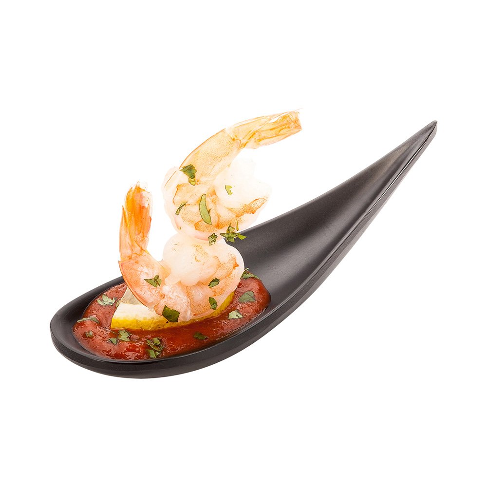 4.3" Voga Melamine Japonais Modern Tasting Spoon, Small, Black - 10ct Box - Restaurantware