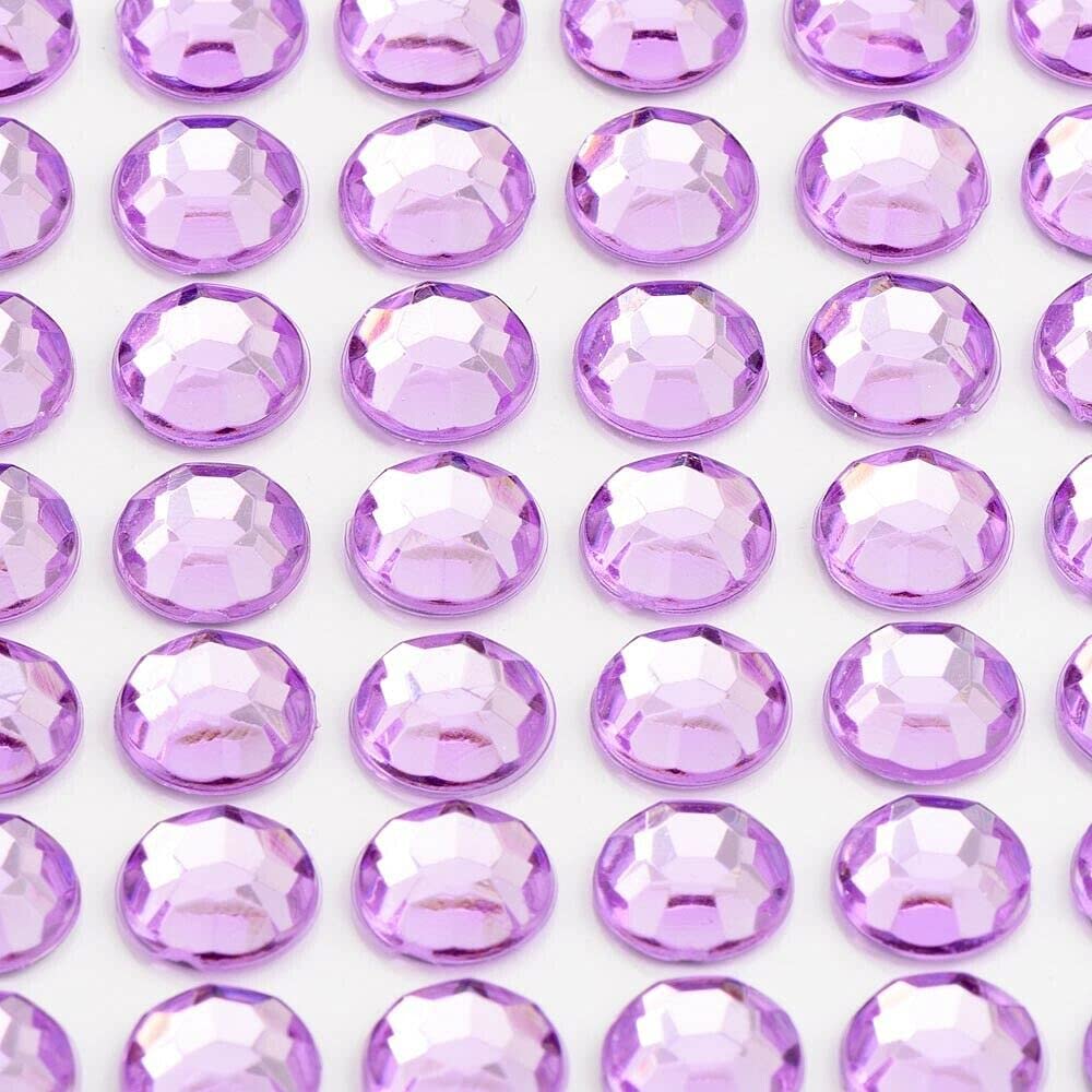 EliteKoopers 10mm Lilac Self Adhesive Stick On Diamante Gem Stickers For Art Craft (50 Pcs)