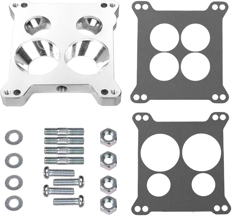 Adaptador espaçador de carburador LOREADA 2696 em alumínio para Edelbrock, Quadrajet e Thermo-Quad – 0,85 pol. (2,16 cm)