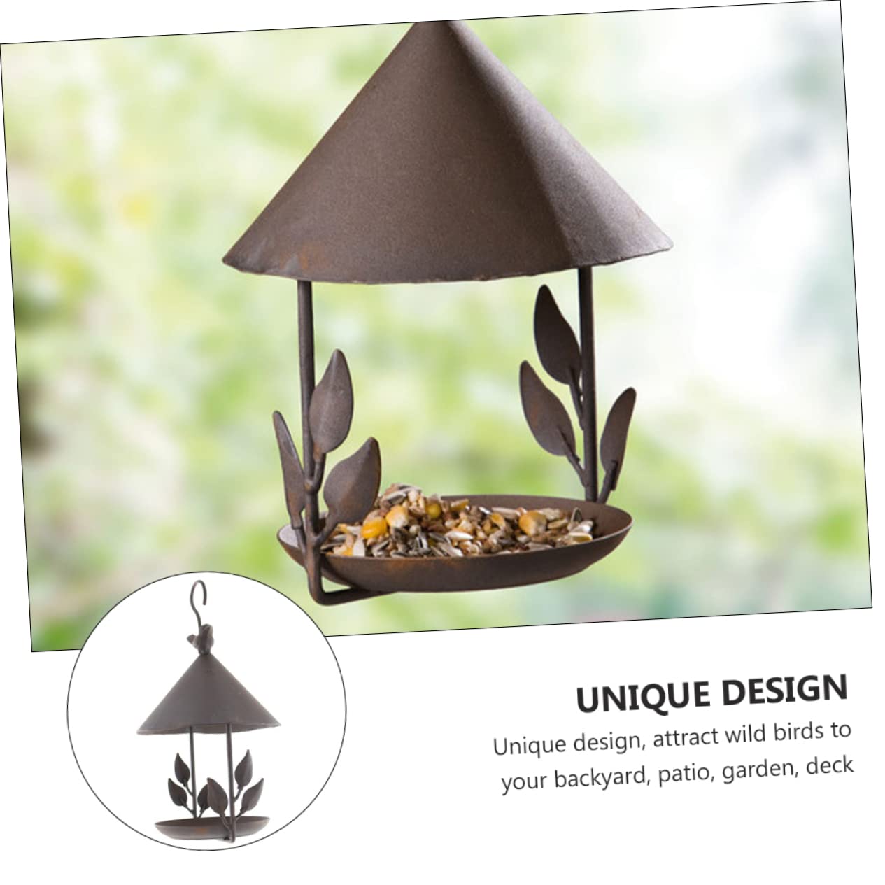 TOYANDONA Mangiatoia per Uccelli Decorazione Outdoor in Ferro da Giardino Design Unico, Sospesa per Pappagalli e Uccelli per Giardino e Voliera