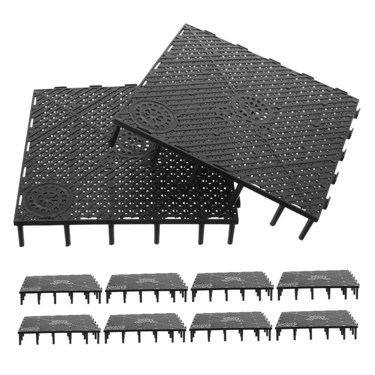 COLLBATH Aquarium Bodenfilter Platte in Schwarz 10 Stück aus Kunststoff und Einfacher mit Hoher Filtrationseffizienz für Süßwasser und Salzwasseraquarien