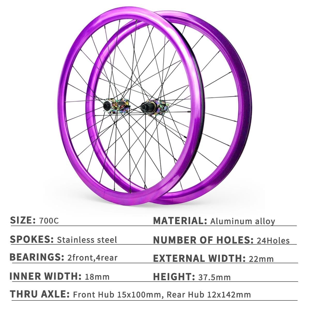 700c Juego De Ruedas De Bicicleta De Carretera Eje Pasante 15*100/12*142mm