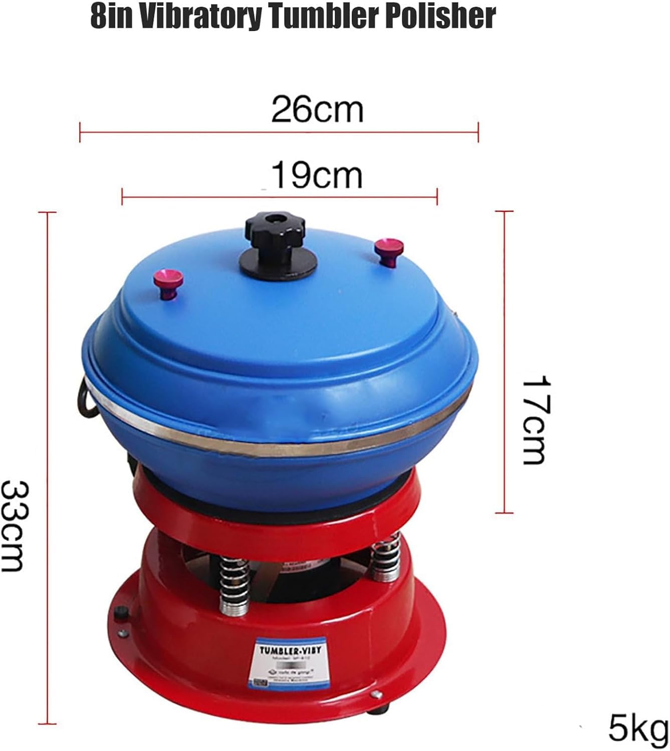 Vaso vibratorio eléctrico para pulir piedras y rocas, cuenco de 8 pulgadas, práctica máquina de volteo