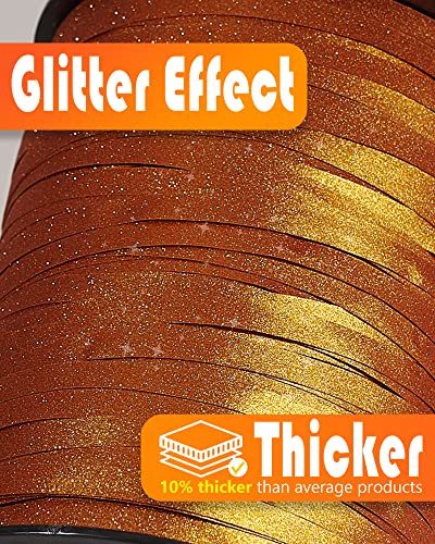 Image of PartyWoo Burnt Orange Curling Ribbon - 500 Yard Glitter Ribbon for Balloons, Crafts, Weddings & Floristry (1 Roll)