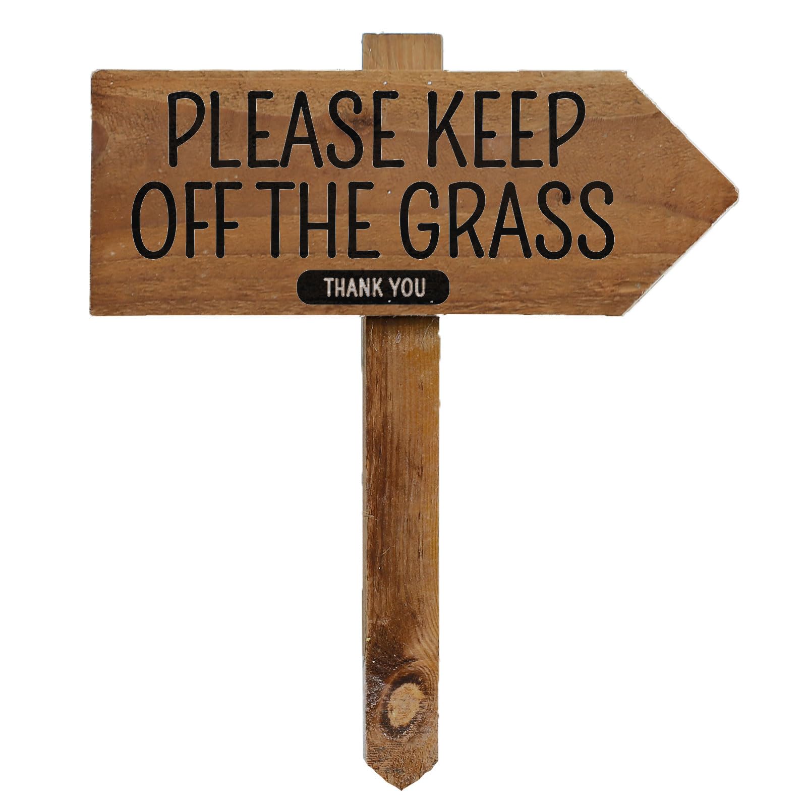 Outdoor Please Keep Off The Grass Sign with Stake, Wooden Arrow Pointing Right or Left, Party Pub Shop Garden Lawn Sign
