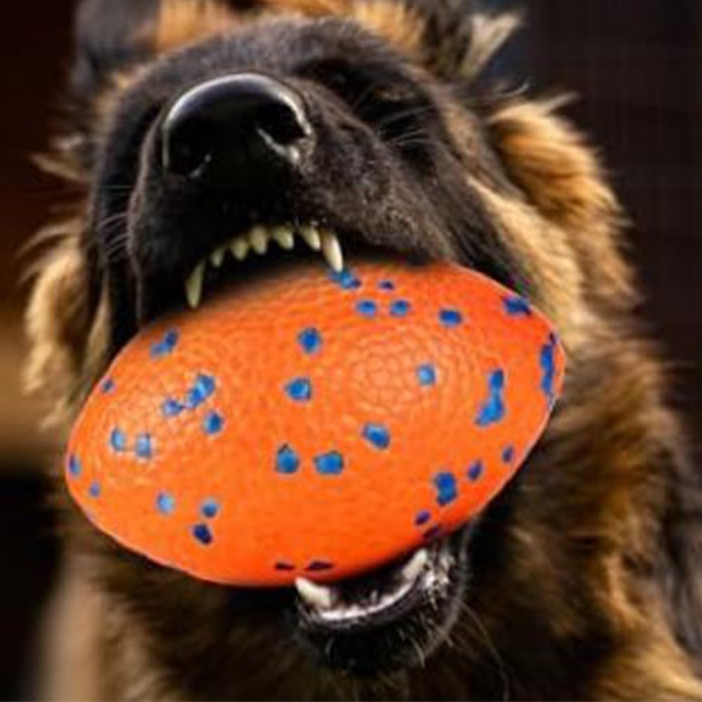 Dog Toy Ring And Football Set E-TPU Chew Resistant Floating | E-TPU Material, Floats In Water, Dental Cleaning Texture, Bright Colours For Visibility, 2-piece Set For Fetch