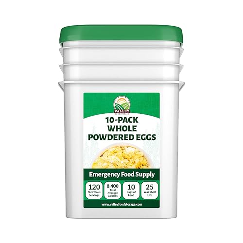 Valley Food Storage Huevos enteros en polvo Suministro de alimentos de emergencia premium de 120 porciones Alimentos de supervivencia naturales