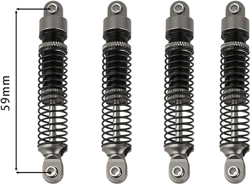 Miniatura 36 de Amortiguadores de aluminio de 2.323 in, amortiguadores de aceite roscados largos para 1/18 RC Crawler TRX4M TRX4-M Piezas de actualización (rojo)