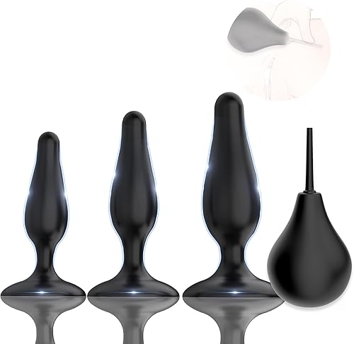 Juego de 3 piezas de entrenamiento anal para principiantes Analexpanser Anal Negro Butt Plug - Juego de entrenamiento de silicona impermeable con