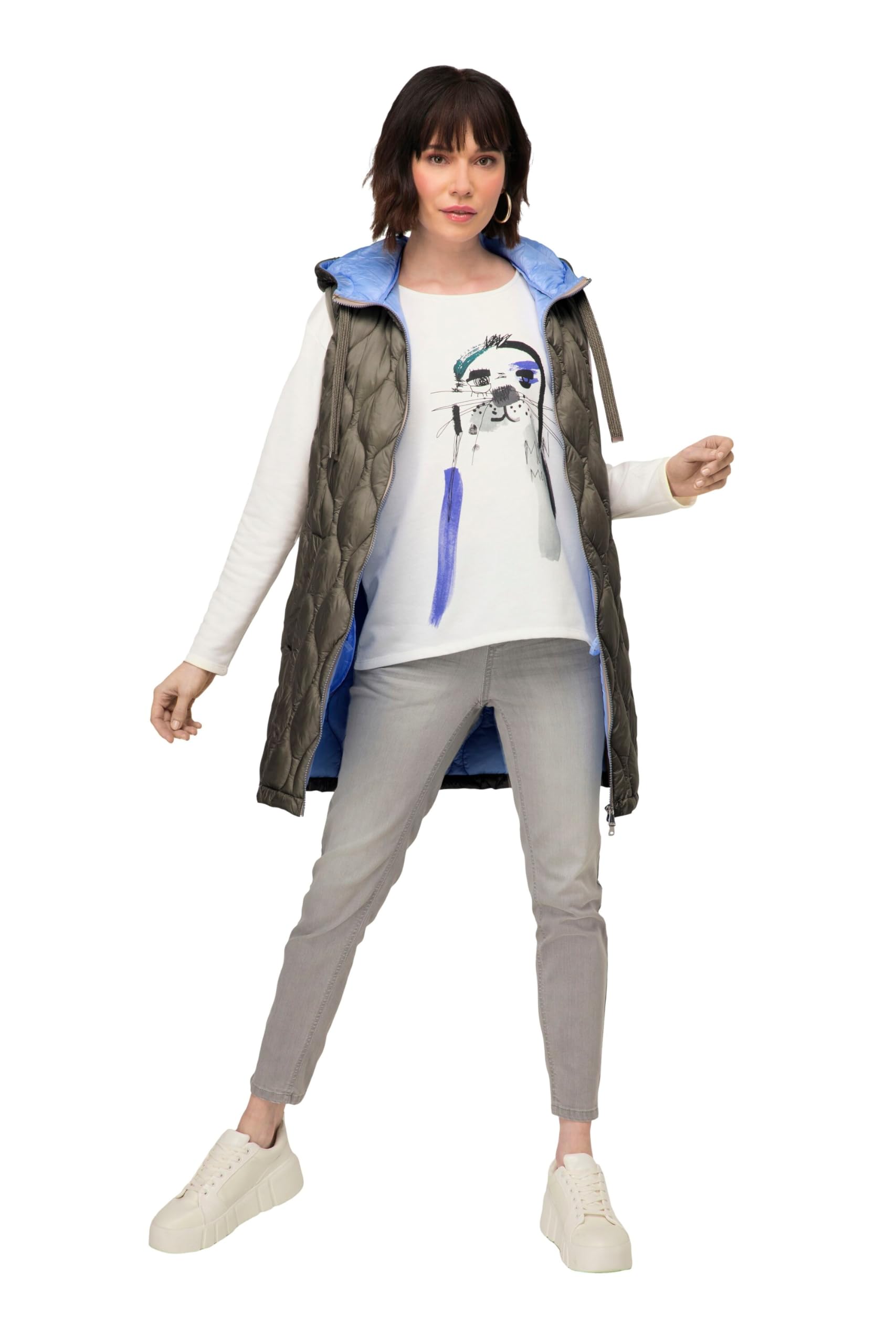 Laurasøn Steppweste, wasserabweisend, Longform, Kapuze, 2-Wege-Zipper, Saum-Zipper 819438