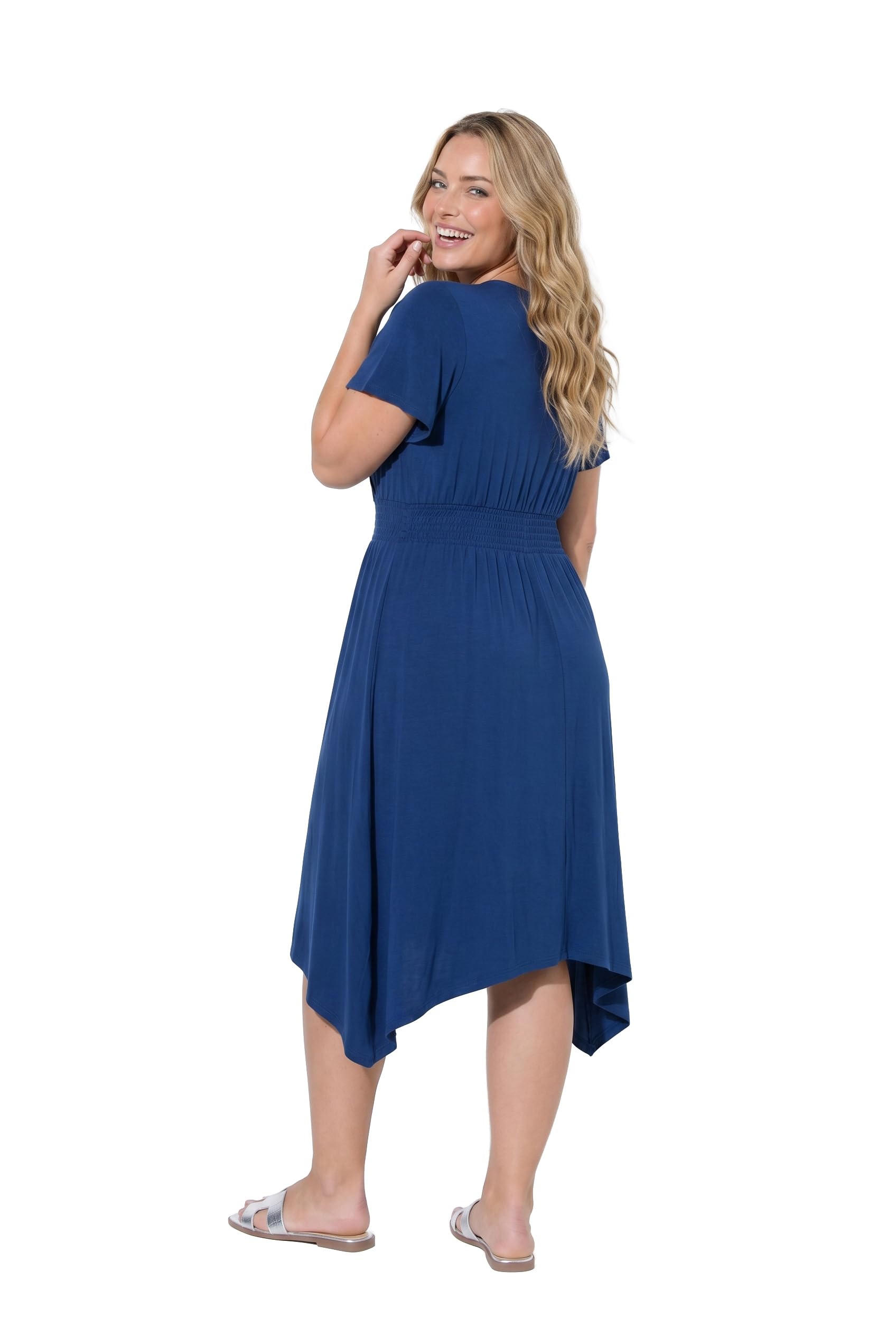 Angel of Style Damen große Größen Übergrößen Plus Size Midi-Jerseykleid, A-Linie, Zipfelsaum, Flügelärmel, x Miamoda 853518