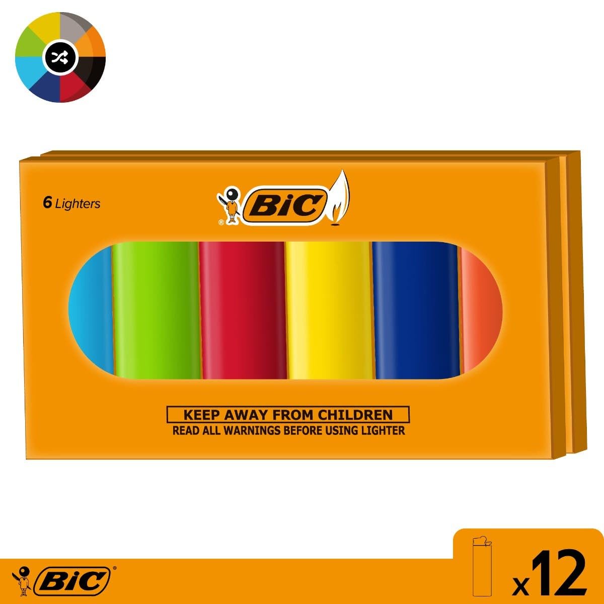 BIC - Juego de 12 encendedores Maxi de pedernal Surtidos