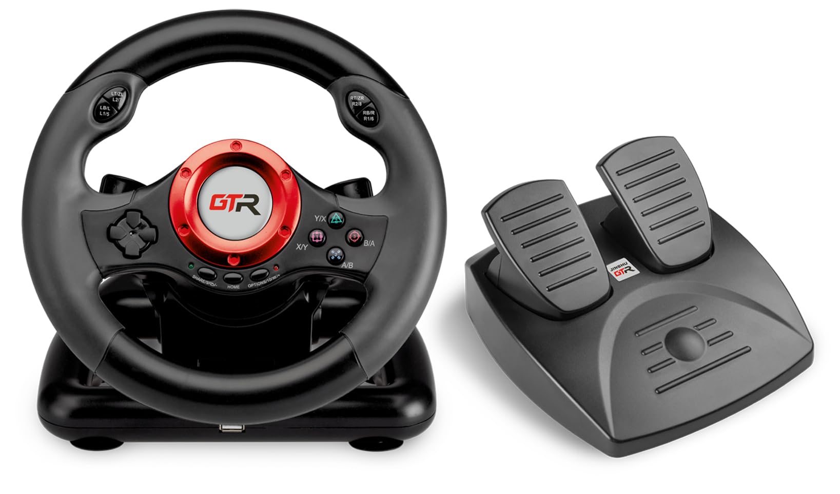 indeca BUSINESS JINSHU V GTR Volante de Carreras Multiplataforma – Giro 180° + Pedalera 2 Pedales – Compatible con PS5 PS4 PS3 Xbox Switch/Switch 2 y PC