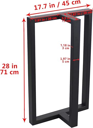 Miniatura 2 de MBQQ Patas para muebles de 28 pulgadas de altura y 17.7 pulgadas de ancho, patas de mesa rústicas en forma de T, patas de escritorio de metal