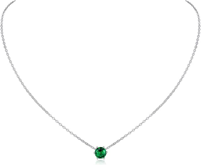 925 Sterling Silver 12 Month Shiny CZ Birthstone Necklace for Women Fashion Gemstone Jewelry 40+5cm Extend Chain(with Gift Box)