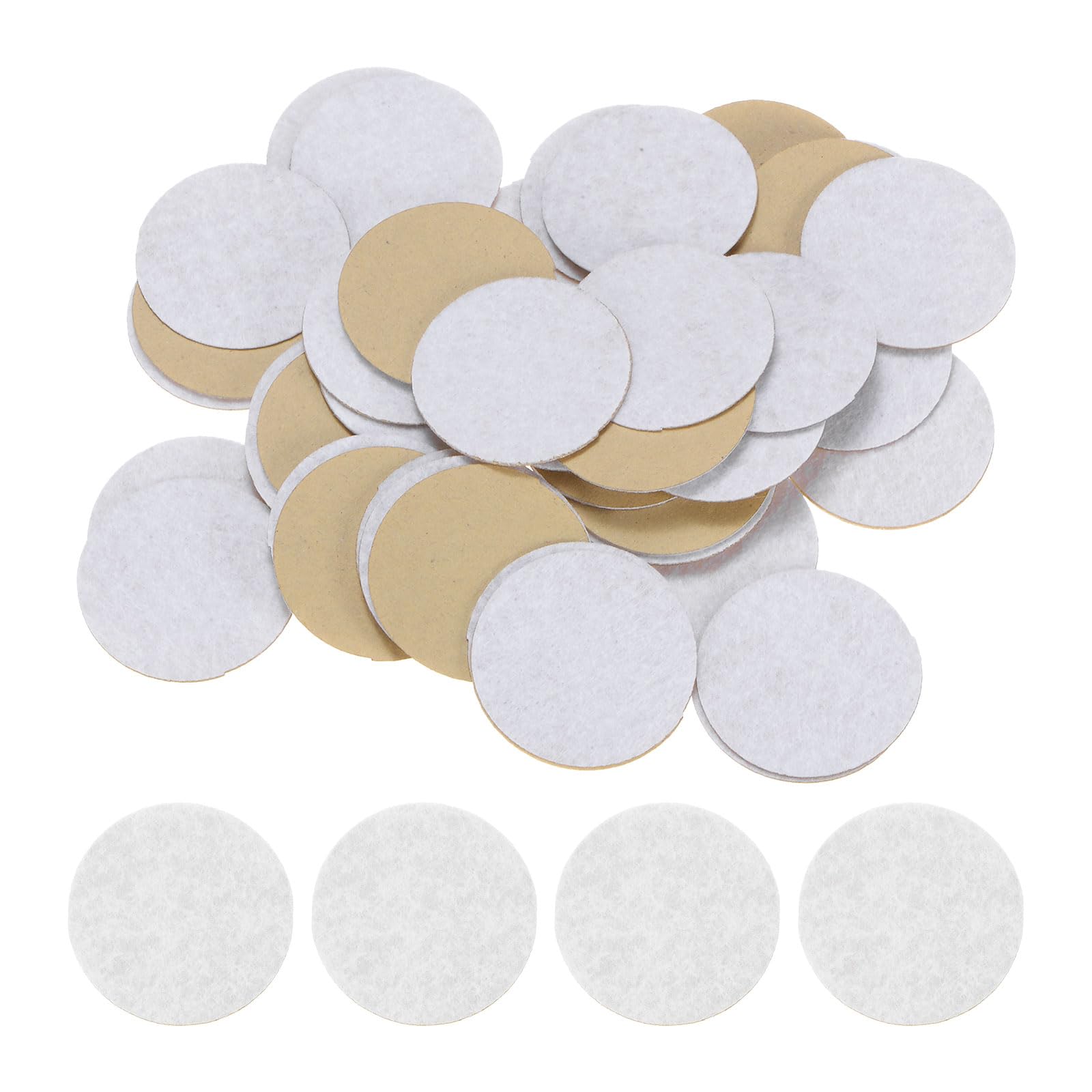 HARFINGTON 48pcs Round Adhesive Felt Circles, 38mm 1-1/2" Pre Cut Felt Craft Stickers Non-Woven Mini Felt Fabric Circles for DIY Sewing Handcraft Cut Projects Craft Finishing, White