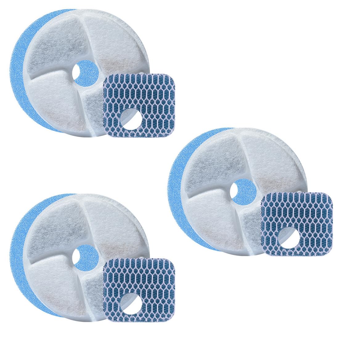 3 Piezas Filtros Fuente Gatos, Redondo de Repuesto, Filtración Cuádruple Filtro Bebedero Fonte de Agua Carbón Activado de Resina Perro Animal, WF120