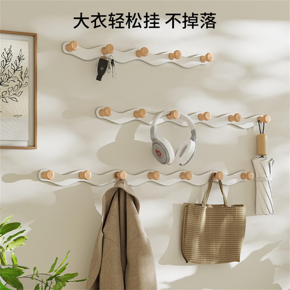 Perchero de Pared Moderno y Sencillo, sin Perforaciones, Que no se Cae, con Forma de Tronco, para Colgar en la Pared, detrás de la Puerta de Entrada, Color Blanco Crema, 6 Ganchos