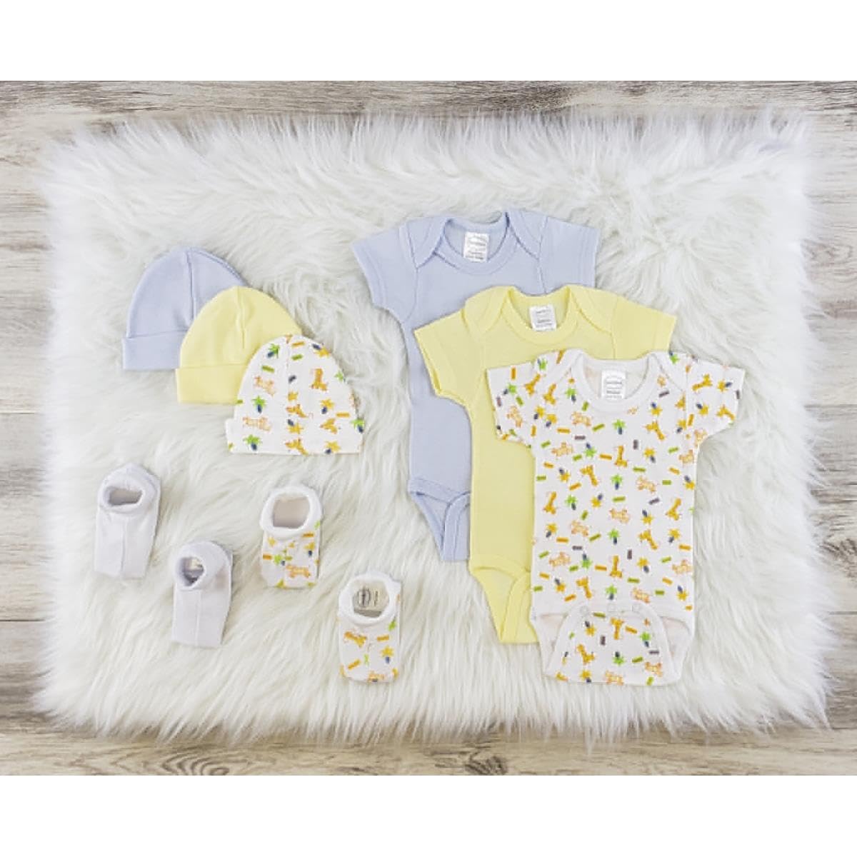 Bambini LS-0555L Layette Baby Clothes Set - White Blue & Yellow - Large - Pack of 3