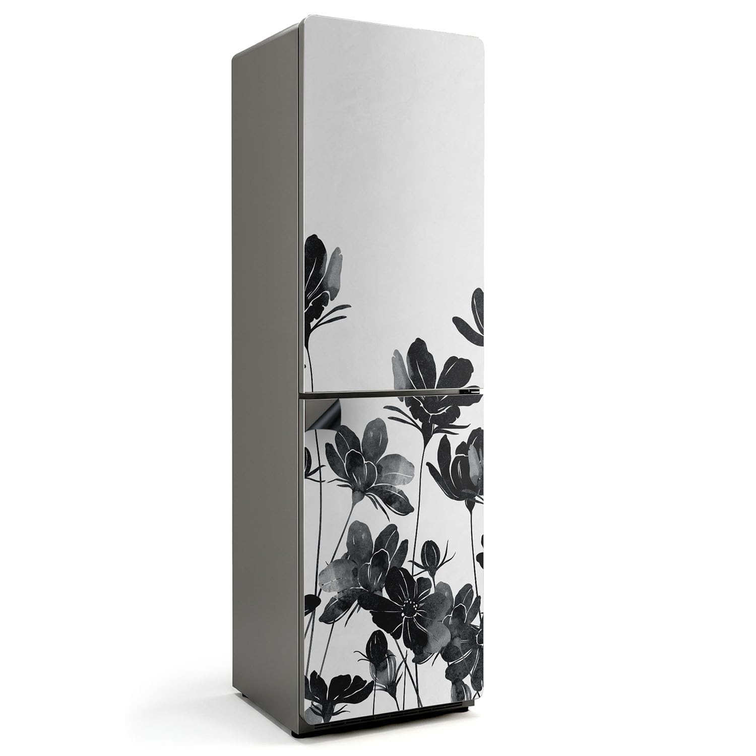 Tapis de cuisine magnétique 60x205 cm imperméable à motif floral gris