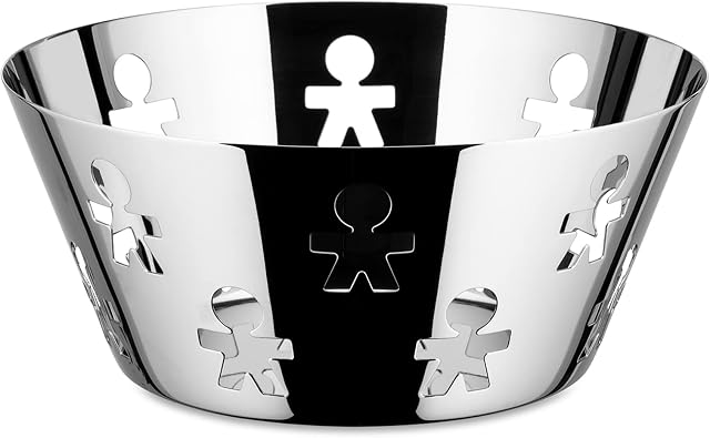 A di Alessi Girotondo Pierced Basket, (AKK04), Mirror Polished, 20.5 cm