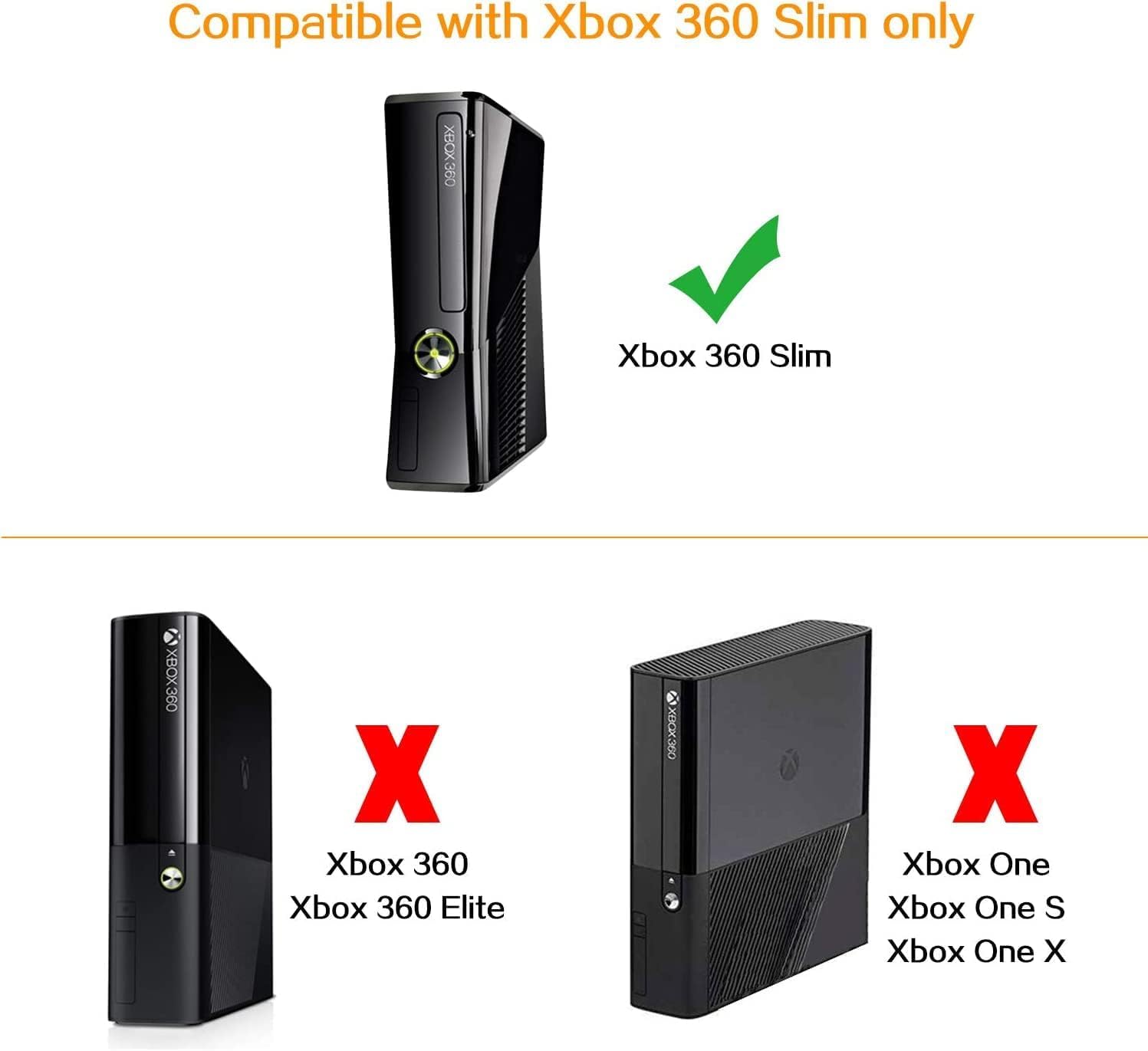 Link-e : Cavo, Caricatore di Rete, Alimentatore Compatibile con la Console Microsoft XBOX 360 Slim Version