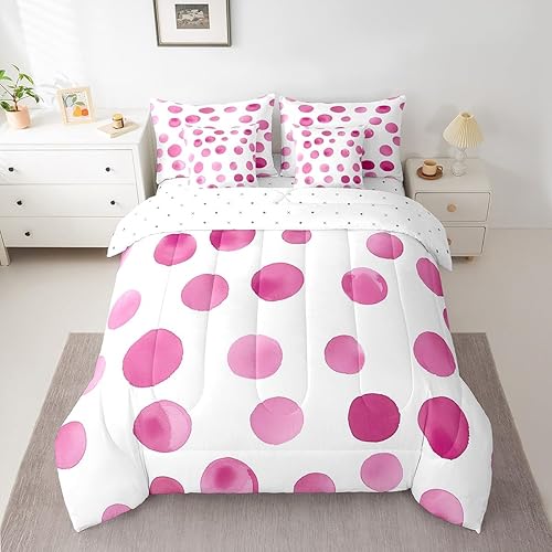 Erosebridal 7 Pcs Bed in A Bag Polka Dots Comforter Set King Size, Watercolor Co