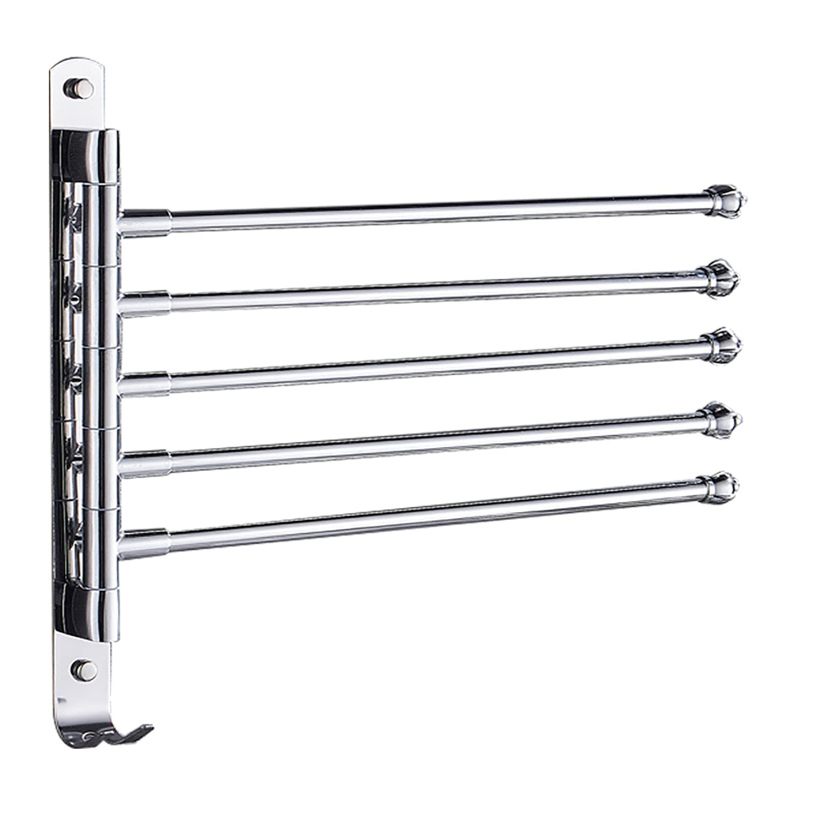 Schwenkbare Handtuchstange, 2 bis 5 Arme, Silberne Handtuchstangen, wandmontierte, ausklappbare Handtuchhalter mit 2 Befestigungshaken für Badetücher, Handtücher/D The New