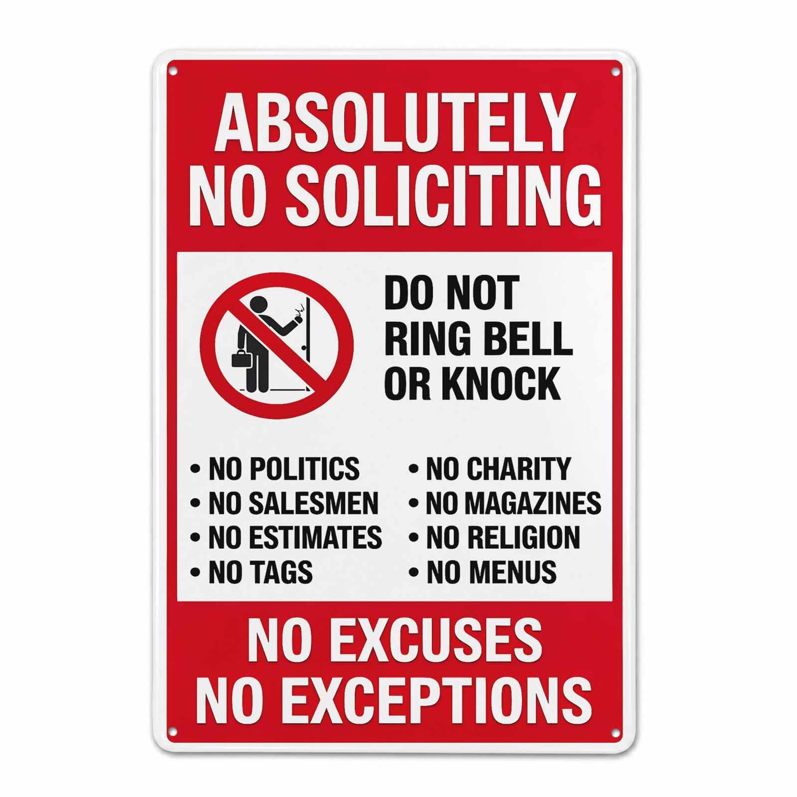 Absolutely No Soliciting Vintage Metal Tin Sign 8x12,Waterproof