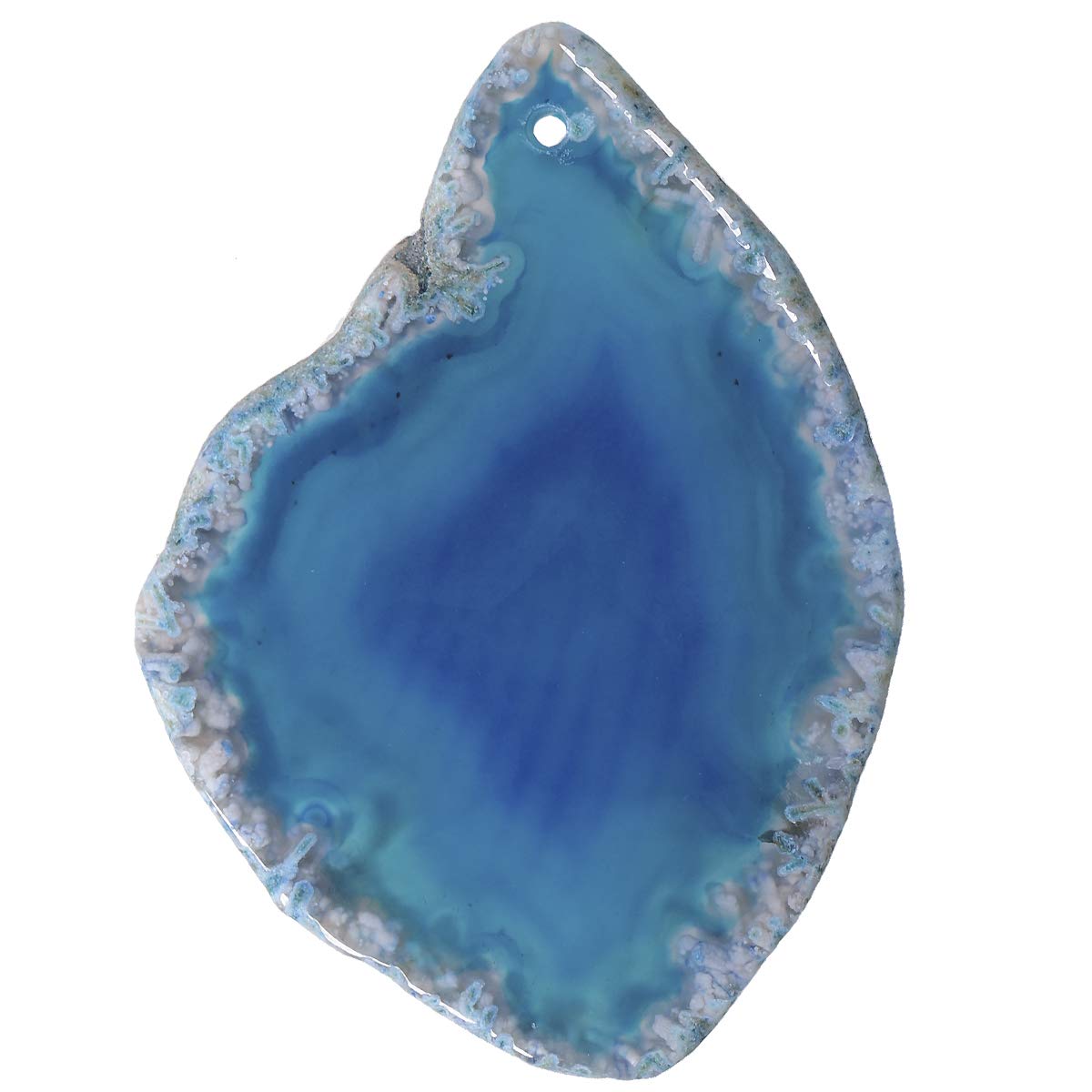 KYEYGWO 10 Stück Natürliche Achat Scheiben Anhänger für Schmuckherstellung, Top Gebohrte Heilender Kristall Geode Achate Unregelmäßige Polierte Steine