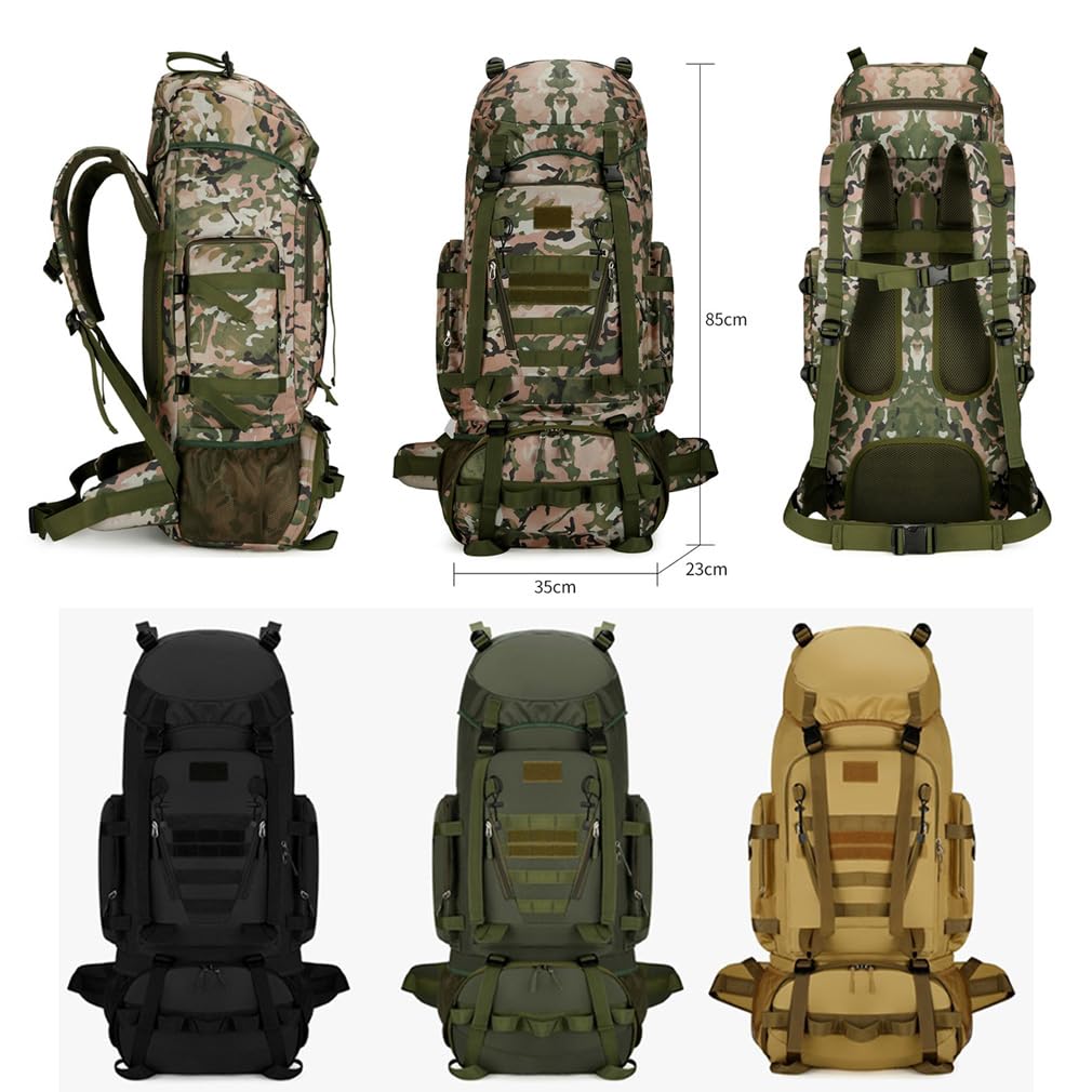 Wanderrucksack, 100L Großer Campingrucksack Molle Rucksack Militärischer Taktischer Rucksäcke Tagesrucksack Wasserdicht Wanderrucksack für Outdoor Wandern Camping Reisen Militärgrün