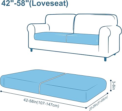 Miniatura 6 de smiry Fundas de cojín impermeables para sofá, fundas elásticas de cojín de repuesto, funda de asiento suave, protector elástico de muebles para