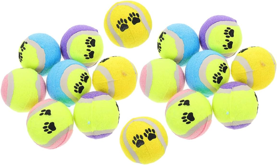 VICASKY 16pcs Dog Tennis Balls Pet Plush Throwing Rubber Molar Balls 7cm Diameter Interactive Fetch for Small Puppies Random Color