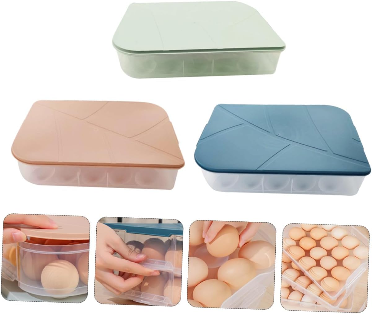 3pcs Egg Organizer for Refrigerator Pp Material Egg Container Cover Sealing Preservation