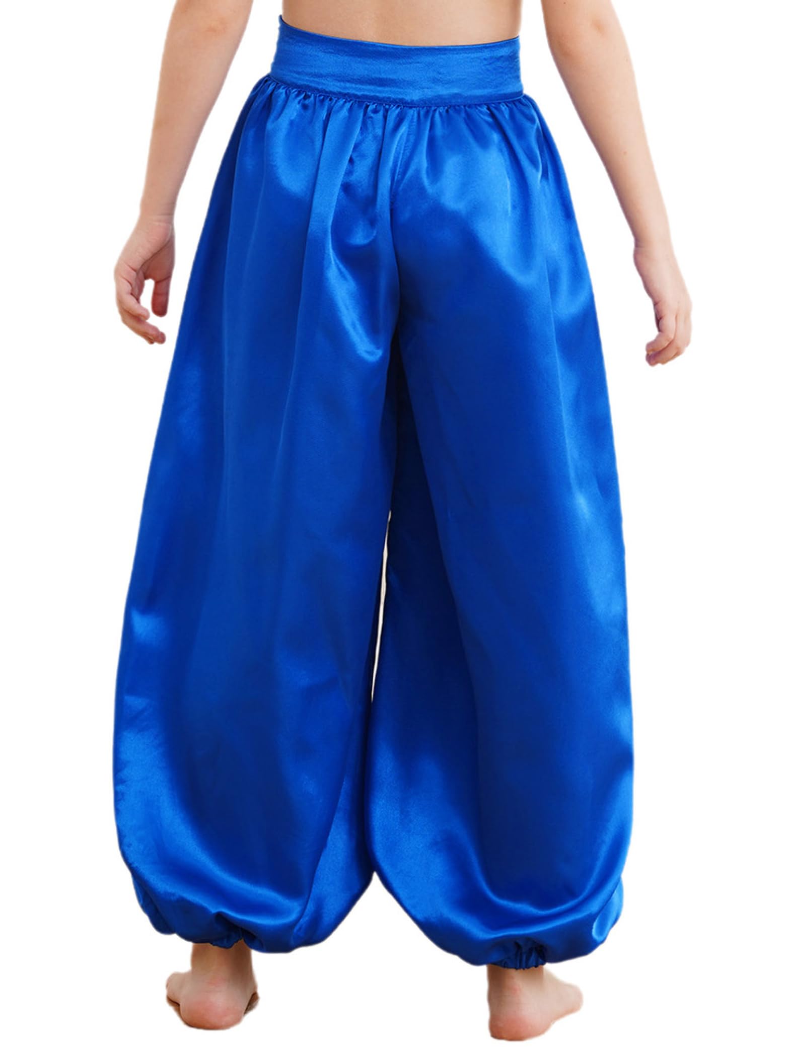 Sxiwei Aladinhose Mädchen Kinder Satin Tribal Arabisch Hose Lose Bauchtanz Pumphose Party Performance Kostüm